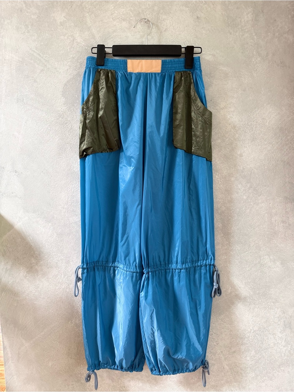Urban Outfitters Blue Nylon Track Pants with Tan Pocket Lining
